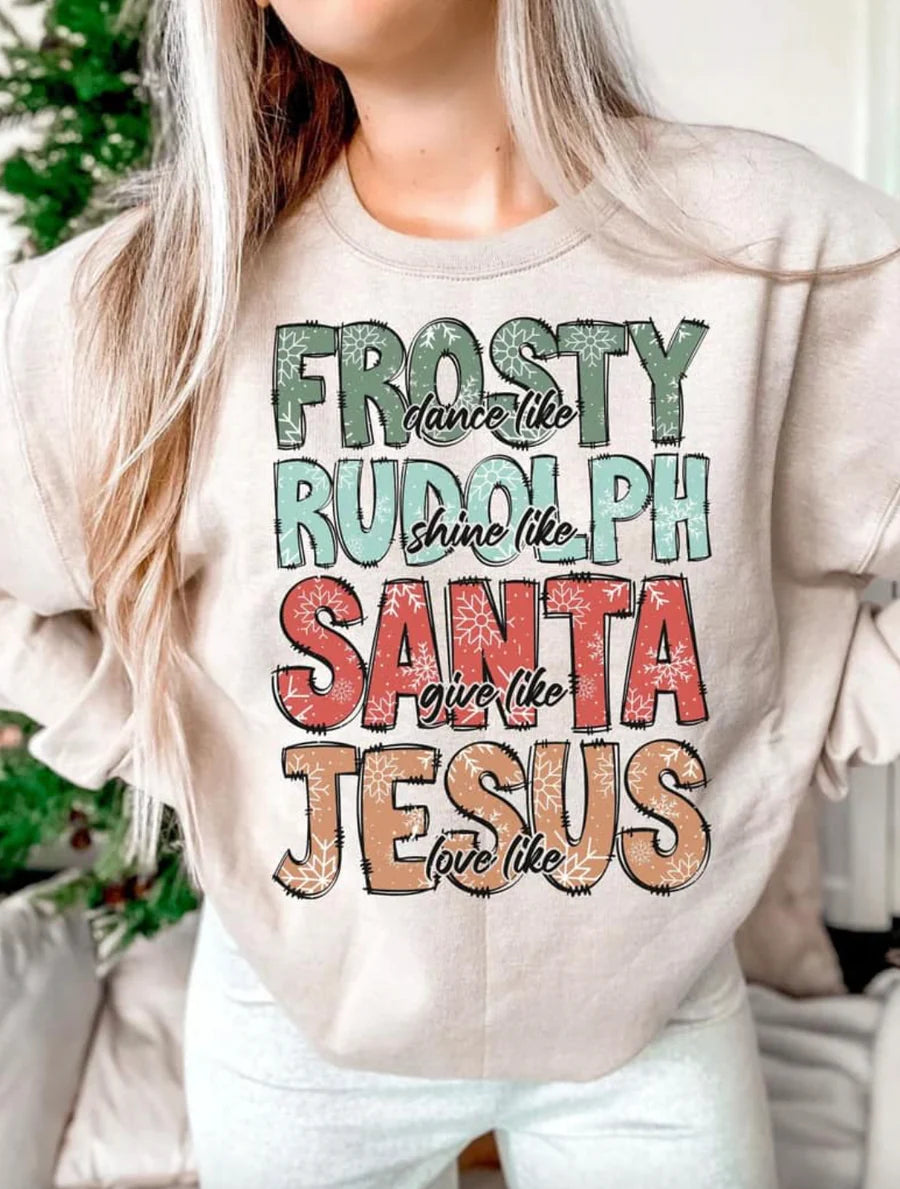 Frosty Rudolph Santa Jesus Sweatshirt