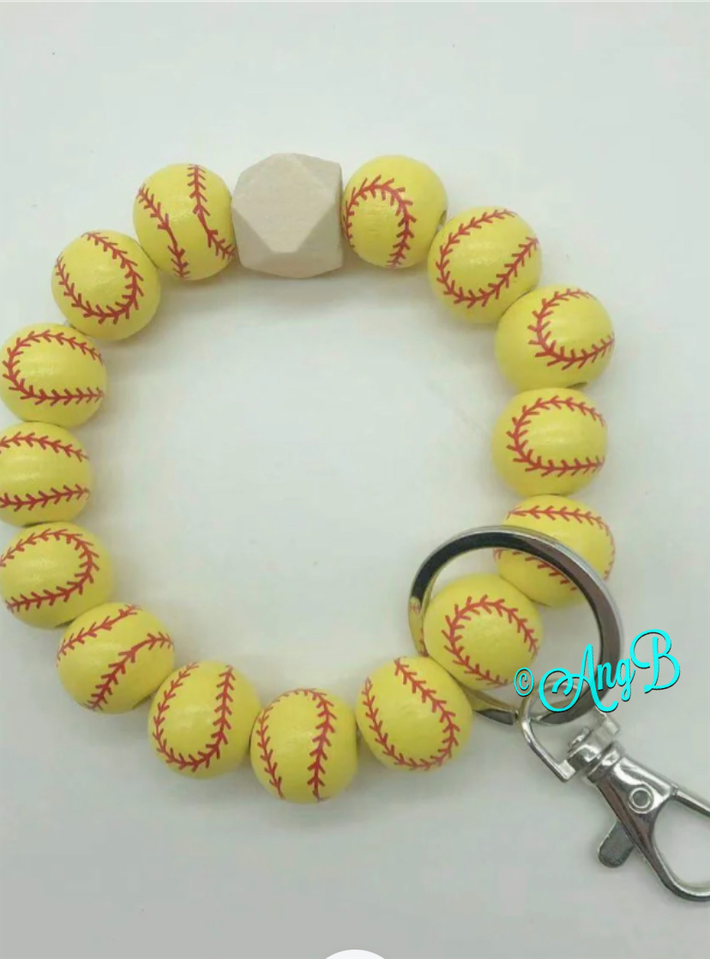 Softball bracelet keychain
