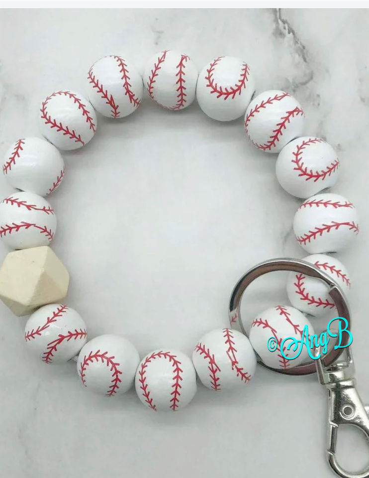 Baseball bracelet keychain