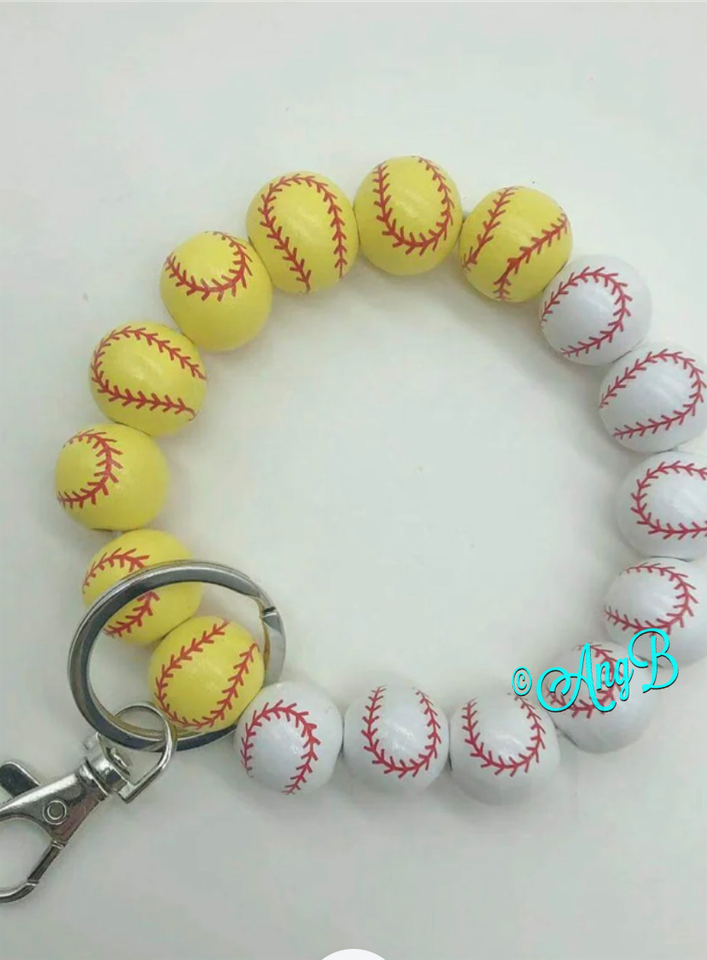 Baseball/softball bracelet keychain